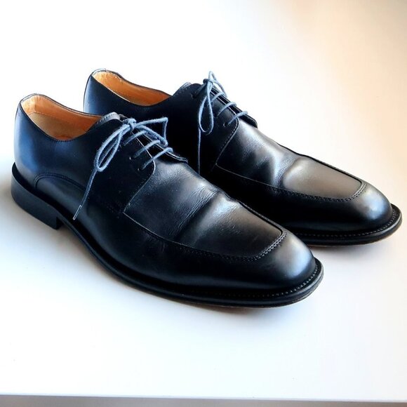 Brooksfiel Men's Italian Black Leather Lace-up Oxford Derby Formal Dress Shoes - Picture 11 of 15